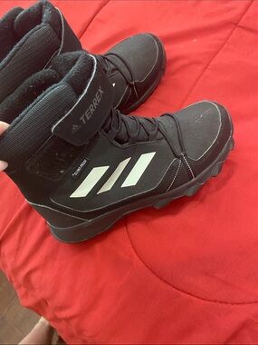 adidas Black Winter Hiking Boots with White Stripes